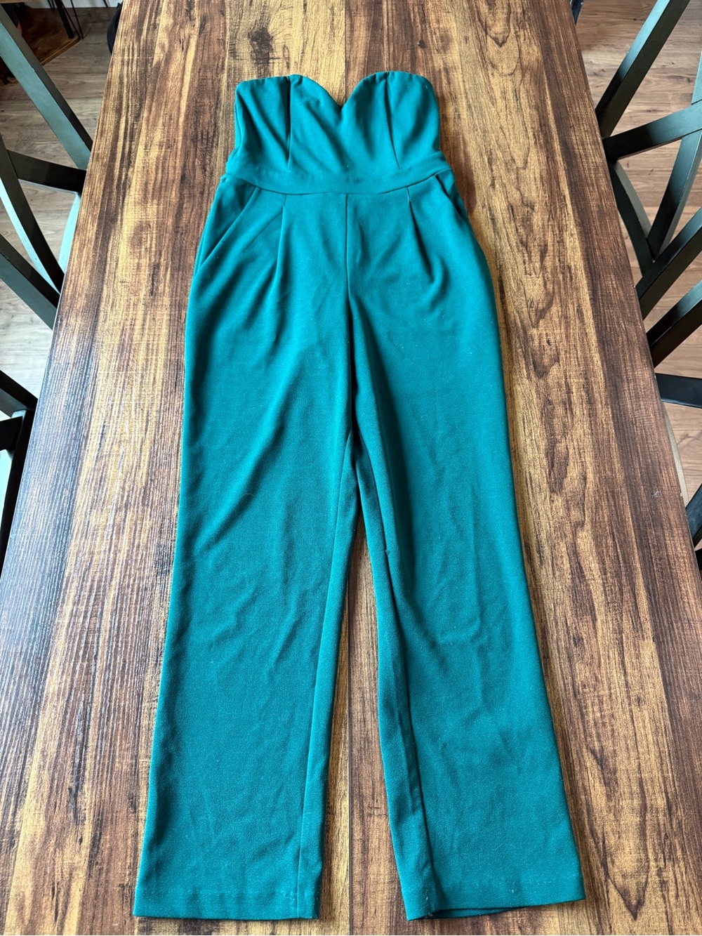 Express Strapless Emerald Jumpsuit